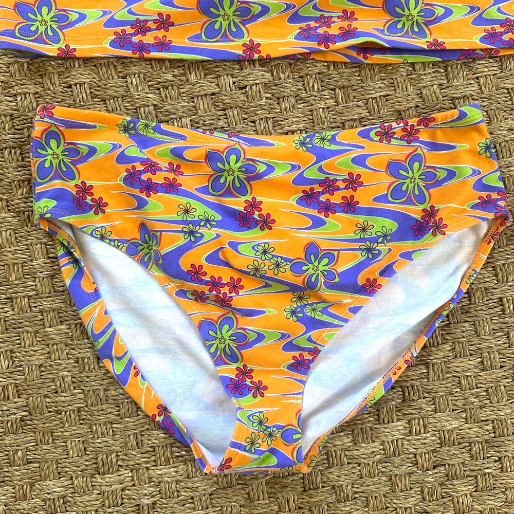 Groovy 90's Vintage High Waisted Two Piece Tankini Swimsuit Set Plus Size - Picture 2 of 6